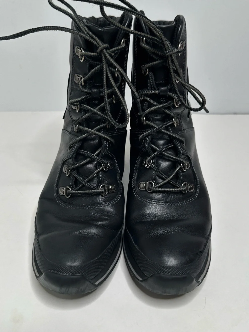Timberland Black Leather Lace Up Wedge Heel Ankle Boots Womens Size 7 89395